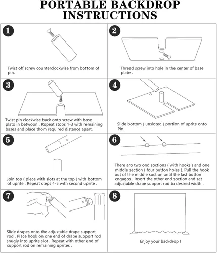 Miniatura 4 de Soporte Portátil de Pipe and Drape con Base Resistente para Telón de Fondo, Marco de Metal ADJ y Base de Metal Pesado para Bodas, Fiestas