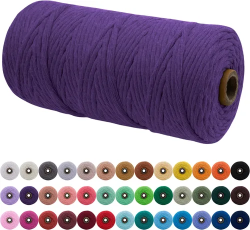 Miniatura 92 de JeogYong Cordón de macramé de un solo hilo 2mm x 164 yardas (492 pies) Cuerda de algodón suave, hilo de macramé 2 mm, suministros de macramé