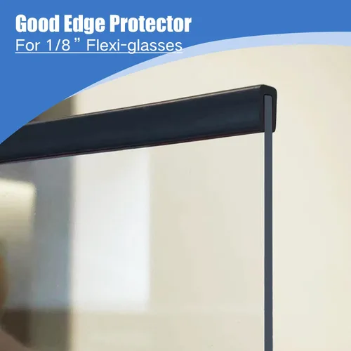 Miniatura 4 de Borde de goma protector autoadhesivo para espejo y flexiglás, material de etileno propileno dieno, ajuste de 1/8 pulgadas (3 mm), longitud 20 pies