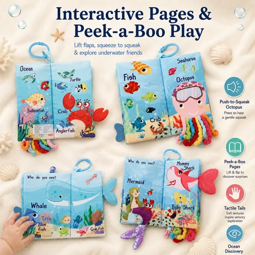 Miniatura 4 de Libros para bebés de 0 a 6 meses, libros arrugados para bebés, juguete sensorial táctil y sensación de 6 a 12 meses, juguetes de viaje suaves