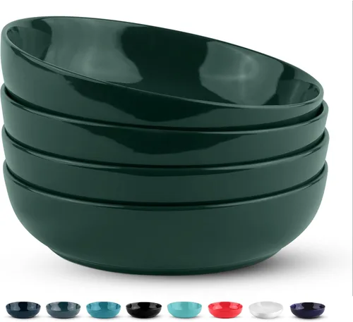 Miniatura 15 de KooK Juego de cuencos de porcelana para pasta, borde negro, juego de 4 40 oz