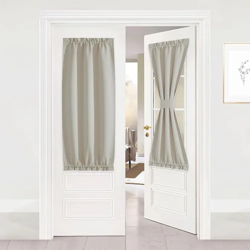 Miniatura 50 de NICETOWN Cortinas opacas unicolor con aislamiento térmico para puerta francesa, granja, oscurecimiento de habitación, puertas y ventanas de Marrón