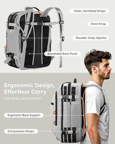 Miniatura 8 de Tolaccea - Mochila de viaje, aprobada para vuelos TSA, equipaje de mano para negocios, mochila resistente para computadora de gran tamaño, duradera