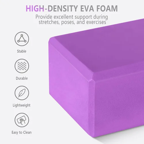 Miniatura 3 de Paquete de 2 bloques de yoga de 9 x 6 x 4 pulgadas con bloques de espuma de yoga duraderos, alta densidad y superficie antideslizante para yoga