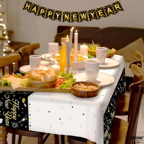Miniatura 5 de KatchOn, Mantel de Feliz Año Nuevo – 108 x 54 pulgadas, paquete de 3 Decoraciones de Feliz Año Nuevo 2026 Mantel de Feliz Año Nuevo 2026