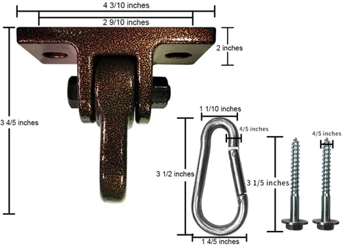 Miniatura 3 de ABUSA Colgadores de Columpio de Bronce Resistente Tornillos y Pernos Incluidos Capacidad de Más de 5000 lb Asiento de Patio de Juegos Porche Yoga 2