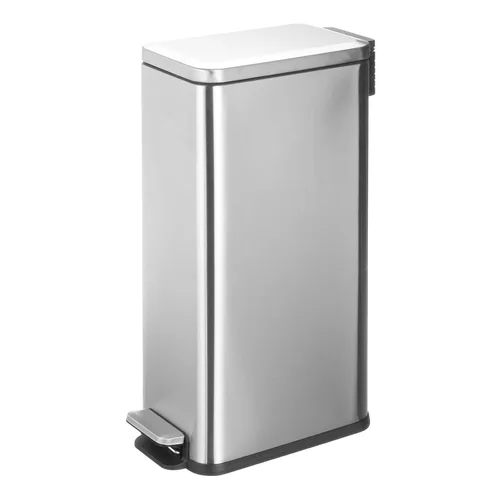 Miniatura 16 de mDesign Pequeño y moderno cubo de basura rectangular de metal con tapa y pedal de 1.3 galones, compacto, con cubo interior extraíble con asa