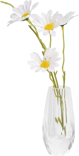 Miniatura 3 de Kitcom Florero decorativo de cristal para el hogar o boda, dimensiones del contorno de 3.1 x 7 pulgadas de alto, transparente con caja de regalo