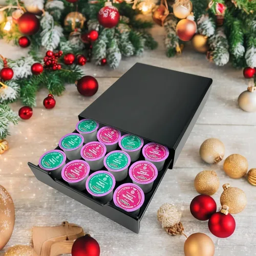 Miniatura 2 de K Cup - Cajón para cápsulas de café, organizador de 20 capacidades, almacenamiento para Nespresso Originaline y Dolce Gusto, color negro