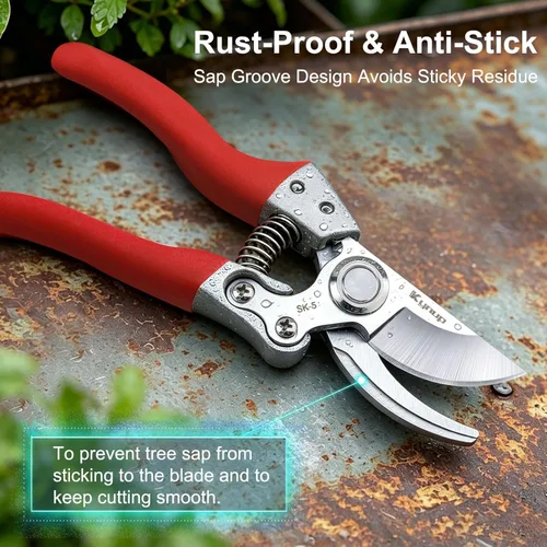 Miniatura 3 de Kynup Paquete de 2 tijeras de podar para jardinería, tijeras de jardín resistentes, tijeras de podar de derivación, tijeras de podar de mano