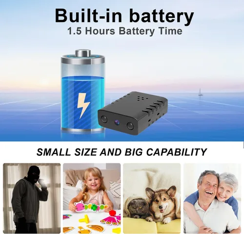 Miniatura 3 de Cámara de batería inalámbrica WiFi más pequeña, cámara de seguridad HD1080P, monitor portátil para bebé, cámara de niñera con grabación de video