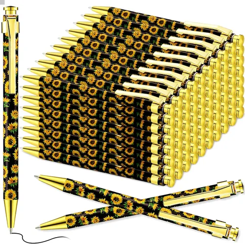 Miniatura 8 de Yexiya 1 Pieces Sunflower Pens Ballpoint Click Ball Pens Reusable Retractable Journaling Sunflower Party Favors Black Ink Medium Point 1.0 mm Gift