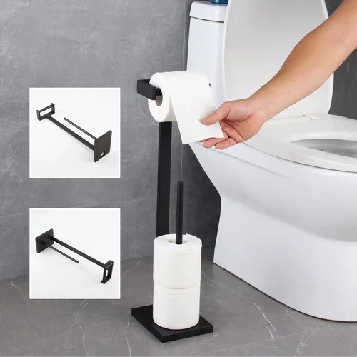 Miniatura 5 de GERZWY Baño libre titular de papel higiénico titular de papel higiénico para baño SUS 304 acero inoxidable, negro mate DZY005-BK