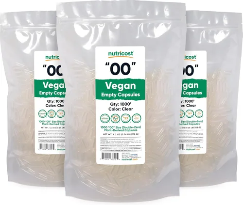 Miniatura 5 de Nutricost Cápsulas vacías tamaño 00 veganas – 1,000 cápsulas transparentes vacías a base de plantas – Certificado Kosher, certificado Halal, sin