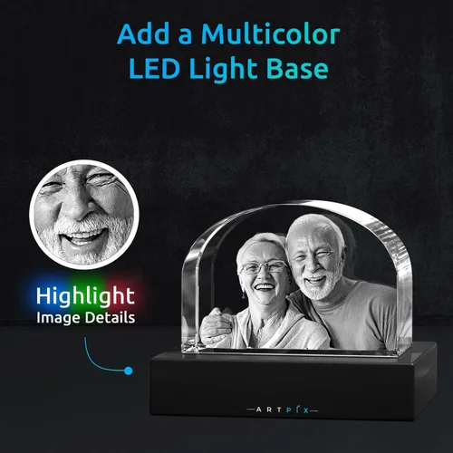 Miniatura 2 de ArtPix 3D Lápida de fotos de cristal, regalos conmemorativos personalizados para la pérdida de mamá, papá, abuela, abuelo, esposa, mascota, gato