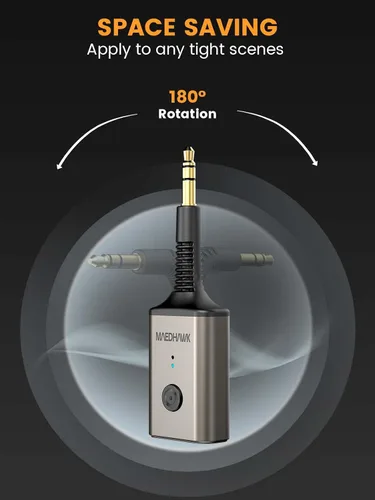 Miniatura 5 de MaedHawk Receptor de audio inalámbrico Bluetooth 5.3 portátil, adaptador giratorio de 0.138 in para altavoz estéreo de coche, auriculares con cable