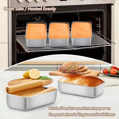 Miniatura 3 de LIANYU Paquete de 4 moldes para pan para hornear pan, molde para pan de 9 x 5 pulgadas, molde para pan de acero inoxidable para pastel de carne