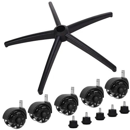 Reemplazo de base metálica para silla de oficina y gaming Frassie con 5 ruedas con guías en forma de campana, base universal para silla de Negro