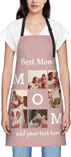 Miniatura 22 de Delantales personalizados para mujer, diseño de delantal de chef ajustable con nombre, textos, fotos, flores, regalos para el día de la madre