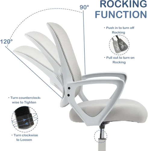 Miniatura 3 de Silla de escritorio ergonómica, silla de malla cómoda para computadora con reposabrazos y soporte lumbar ajustable, silla ejecutiva giratoria