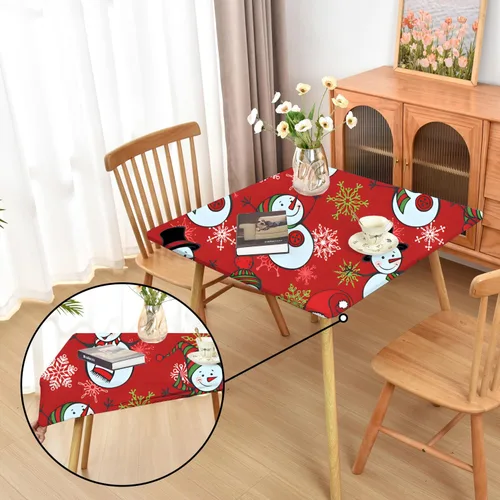 Miniatura 13 de Mantel ajustado blanco con elástico para mesas plegables de 48x48 pulgadas, manteles lavables y elásticos de elastano para mesas de cartas, manteles