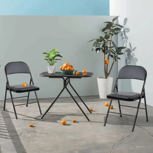 Miniatura 2 de Juego de 2 sillas plegables acolchadas de acrílico apilables portátiles con cojín para actividades al aire libre, reuniones en interiores, salas