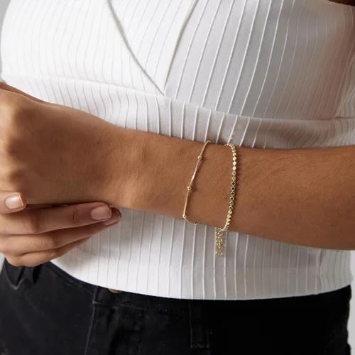 Miniatura 8 de MIDEEO - Pulseras chapadas en oro para mujer, juego de delgadas pulseras de cadena para combinar, de espiga, trenzada, de circonita cúbica