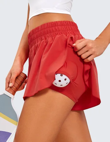 Miniatura 35 de CRZ YOGA Pantalones cortos de correr 2 en 1 para mujer, cintura alta, secado rápido, para atletismo, gimnasio, descanso, entrenamiento, lindas