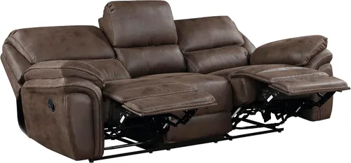 Lexicon Sofá reclinable doble manual, sofá reclinable de pared de microfibra pulida para comodidad de la sala de estar, asientos de espuma sobre el