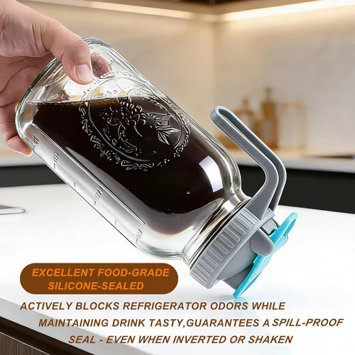 Miniatura 2 de GMSWEET Jarra de Albañil para Café de Infusión Fría de 32 OZ con Boca Ancha, Jarra para Café Frío con Filtro de Café para Café, Té Helado, Té al