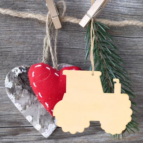 Miniatura 9 de 45 piezas de recortes de madera de animales de granja, sin terminar, manualidades, rebanadas de madera ligeras con cuerda para niños, decoración