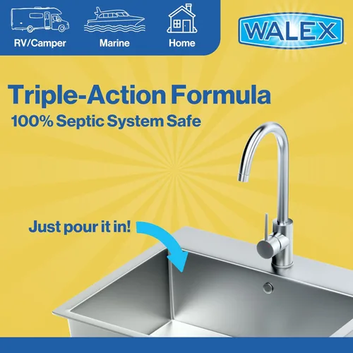 Miniatura 3 de Walex Elemonate Desodorizador Líquido de Aguas Grises para RV, Cámper y Marina - Disuelve Grasa y Lodos Orgánicos para Prevenir Obstrucciones