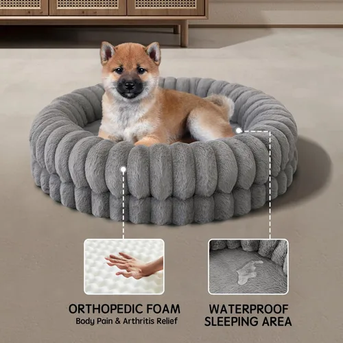Miniatura 4 de BALANCE Cama de Donut de Lujo para Perros, Cama Redonda de 30 Pulgadas para Perros Medianos Lavable, Cama Ortopédica Calmante para Perros con Fondo
