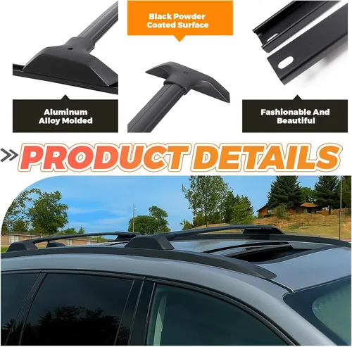 Miniatura 4 de ECOTRIC - Barras transversales de techo, de aluminio, estilo de fábrica, paquete de rieles laterales para Chevy Chevrolet Traverse 2009-2017