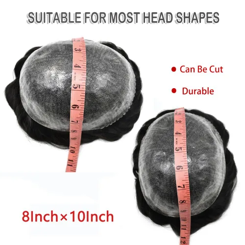 Miniatura 4 de LYRICAL HAIR Toupee para hombres, todas las extensiones de pelo de piel de polietileno, color negro, marrón y rubio, sistema de cabello humano