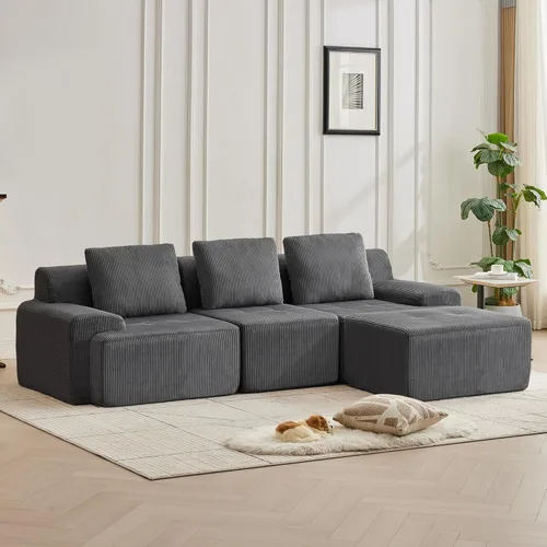 Miniatura 47 de Modular Sectional Sofa with Movable Ottoman, 1 Seat Deep Seat Couch with 1 Pillow, Comfy Cloud Sectional Sofa for Living Room, Bedroom and Apartment
