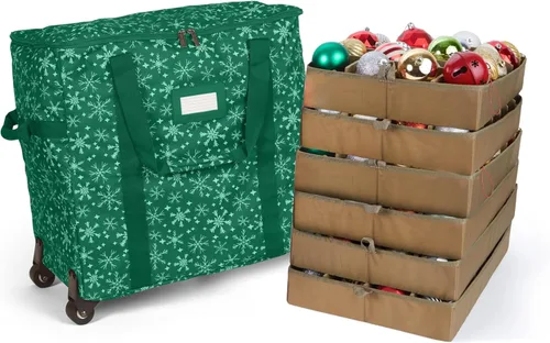 Miniatura 8 de Covermates Keepsakes Bolsa de almacenamiento ajustable para adornos, poliéster resistente, separadores acolchados y bandejas FlexGrid, organizador