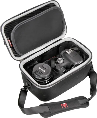 Mchoi Funda para cámara compatible con Canon EOS Rebel T7/T8i/T5/R50/R100 y lente de 0.709-2.165 in, bolsa de almacenamiento de viaje EVA DSLR a