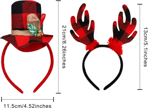Miniatura 3 de URATOT Paquete de 8 diademas de aro de reno de Navidad para fiestas de Navidad, accesorios para fotos, cabinas para recuerdos