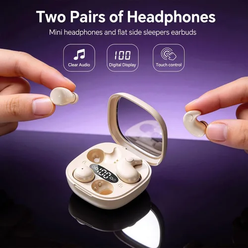 Miniatura 2 de Xmenha Auriculares invisibles inalámbricos con Bluetooth, para dormir de lado, pequeños y pequeños, pequeños y pequeños, de perfil bajo, discretos