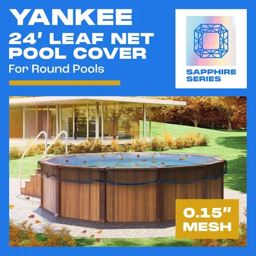 Miniatura 2 de Yankee - Cubierta de red de hojas para piscina redonda sobre el suelo de 24 pies, resistente de 0.15 pulgadas, red para proteger de hojas, desechos
