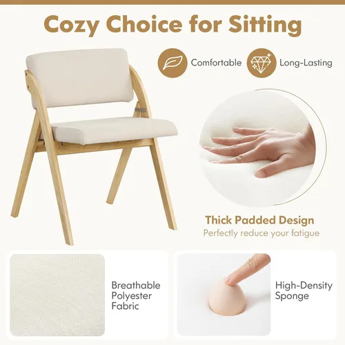 Miniatura 4 de GOFLAME Juego de 2 sillas de comedor plegables, sillas de cocina tapizadas con asiento y respaldo acolchados, sillas laterales modernas con patas