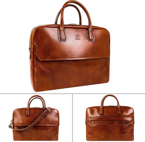 Miniatura 2 de Time Resistance Maletín de cuero Bolsa de cuero de grano completo para laptop de hasta 17 pulgadas para hombres y mujeres