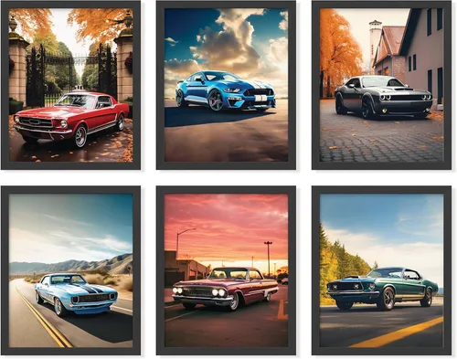 Miniatura 8 de 97 DECOR Pósteres ENMARCADOS de Super Coches para Habitación de Niños - Impresiones Modernas de Arte de Pared de Coches, Póster de Coche Deportivo