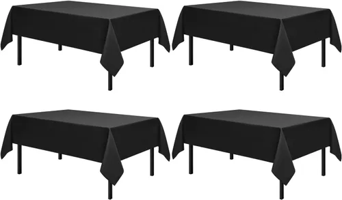 Miniatura 37 de Romanstile Mantel rectangular de poliéster, paquete de 2 manteles rectangulares de 60 x 84 pulgadas, resistentes a las manchas y a las arrugas, Negro