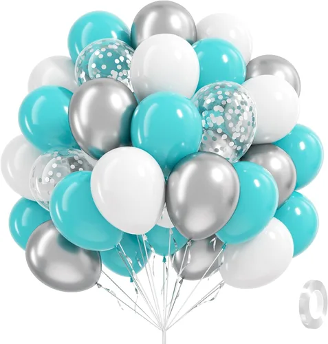 Miniatura 12 de 60 globos de 12 pulgadas, color verde salvia, azul polvoriento y amarillo pastel, globos de color azul nude y verde para baby shower, boda, Azul