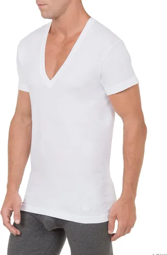 Miniatura 3 de 2(X)IST Camiseta de algodón esencial para hombre, ajuste delgado, cuello en V profundo, paquete de 3