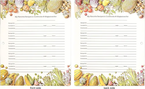 Meadowsweet Kitchens Seguimiento de recetas/páginas de índice para carpeta de 3 anillas – para libro de recetas, recetas, para localizar recetas en