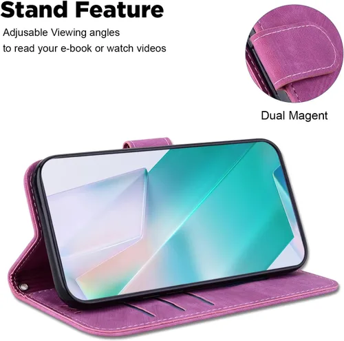 Miniatura 5 de Designed for Redmi k40 Pro Phone Case Wallet,PU Leather Flip Folio Cover with Credit Card Holders Little Cute Tiger Embossed Kickstand Wrist Strap