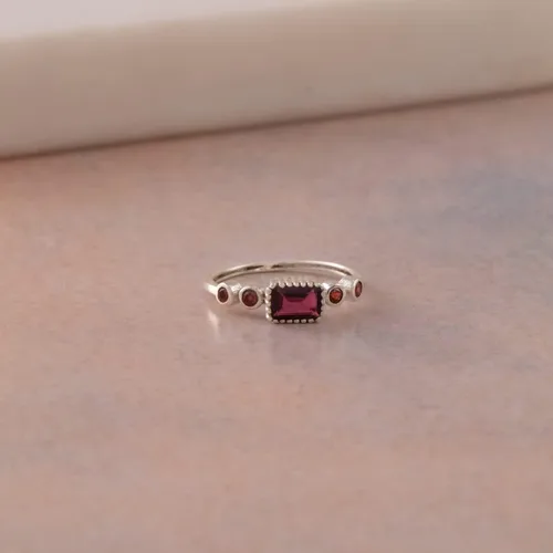 Miniatura 6 de Anillo de granate, peridoto y amatista para mujer, joyería en plata de ley 925, talla 5 a 13 de EE. UU
